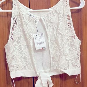 White crop lace top - Zara